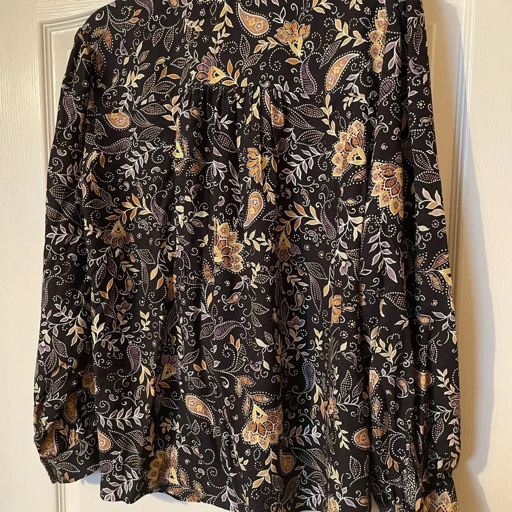 Michael Stars Women’s Alexei Printed Tie Neck Blouse 1X Diamond Jacquard NWT - Picture 5 of 12